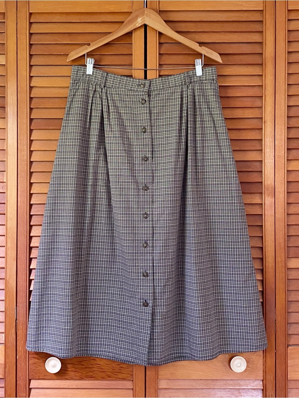 Vintage Skirt Women's Size 20W (32"-42") Button Front Midi A-Line Plaid Academia